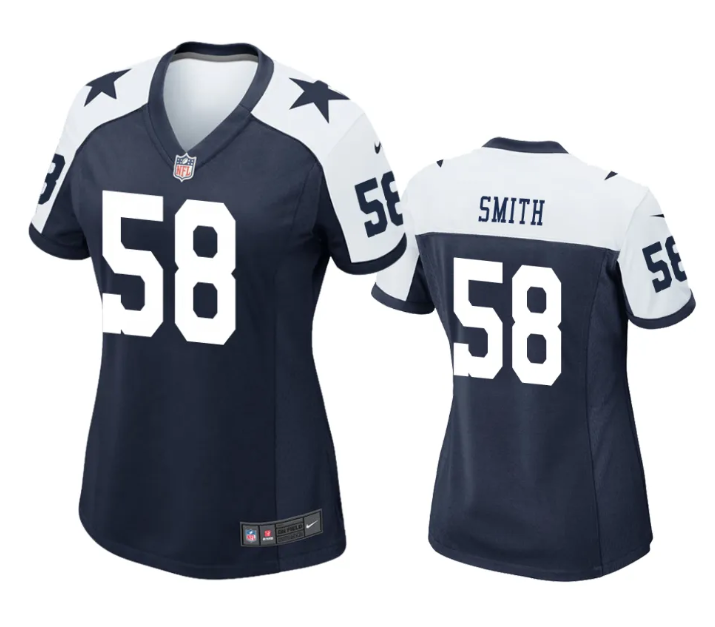Women's Dallas Cowboys #58 Mazi Smith White Thanksgiving Stitched Football Game Jersey(Run Small)
